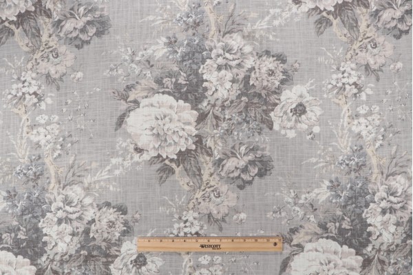 Click for 5.88 Yards Waverly Ballad Bouquet Printed Linen Blend Drapery Fabric in Platinum Waverly Ballad Bouquet Printed Linen Blend Drapery Fabric in Platinum