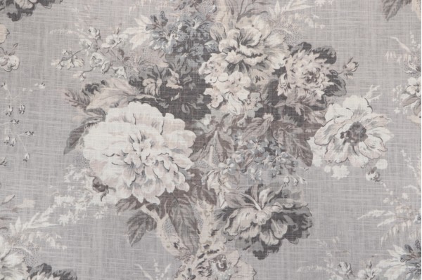 Click for 9.75 Yards Waverly Ballad Bouquet Printed Linen Blend Drapery Fabric in Platinum Waverly Ballad Bouquet Printed Linen Blend Drapery Fabric in Platinum