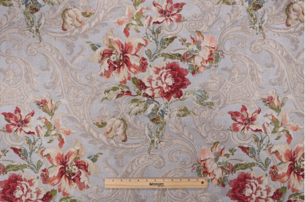 Waverly Fresco Flourish Printed Cotton Drapery Fabric in Jewel