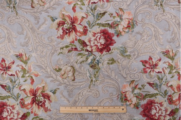 Waverly Fresco Flourish Printed Cotton Drapery Fabric in Jewel