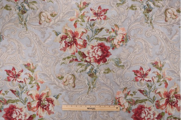 Waverly Fresco Flourish Printed Cotton Drapery Fabric in Jewel
