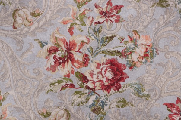Waverly Fresco Flourish Printed Cotton Drapery Fabric in Jewel