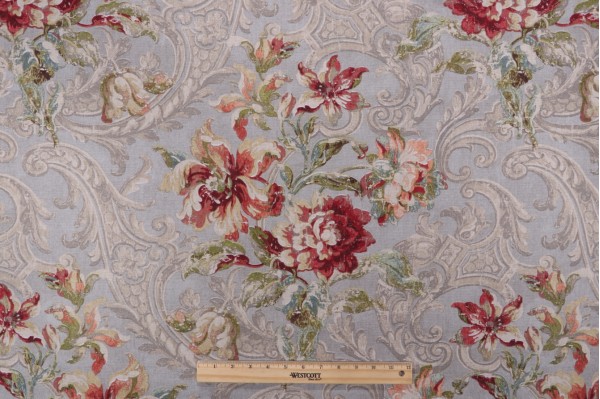 Waverly Fresco Flourish Printed Cotton Drapery Fabric in Jewel