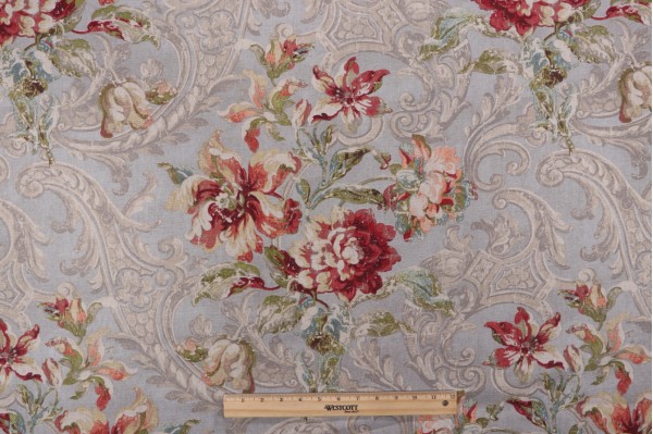 Waverly Fresco Flourish Printed Cotton Drapery Fabric in Jewel