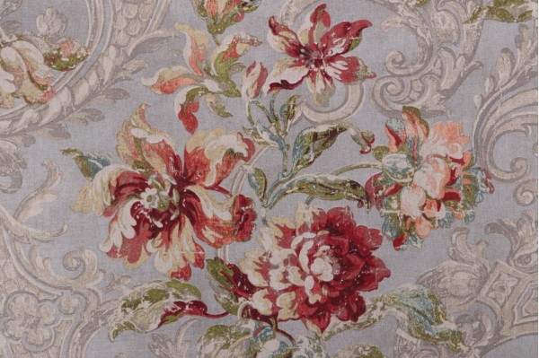 Waverly Fresco Flourish Printed Cotton Drapery Fabric in Jewel
