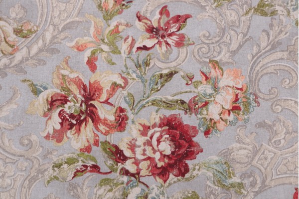 Waverly Fresco Flourish Printed Cotton Drapery Fabric in Jewel