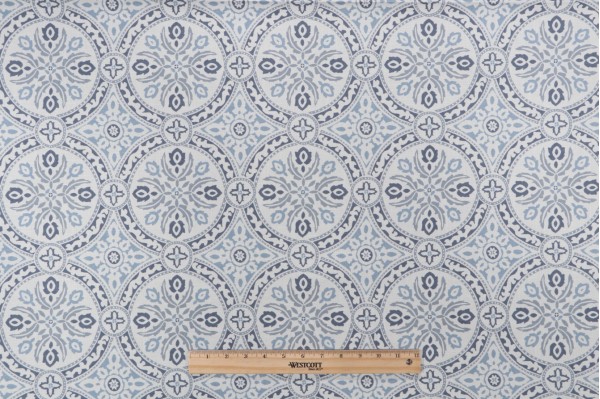 Belle Maison Suzani Printed Drapery Fabric in Denim
