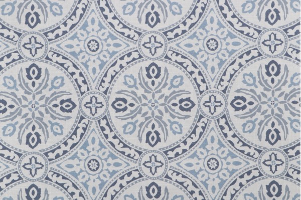 Belle Maison Suzani Printed Drapery Fabric in Denim