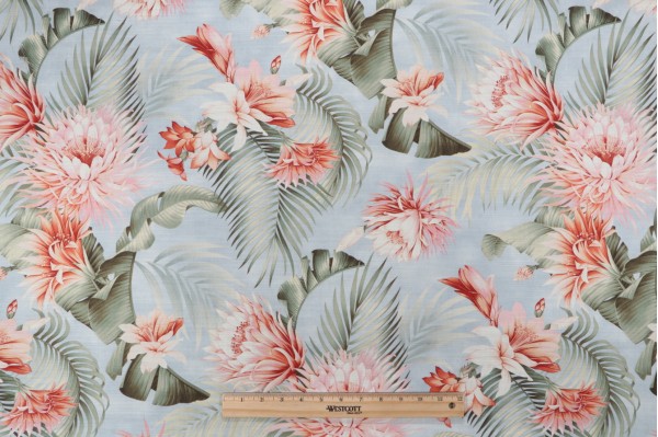 Tommy Bahama Harbor Island Printed Cotton Drapery Fabric in Seamist 