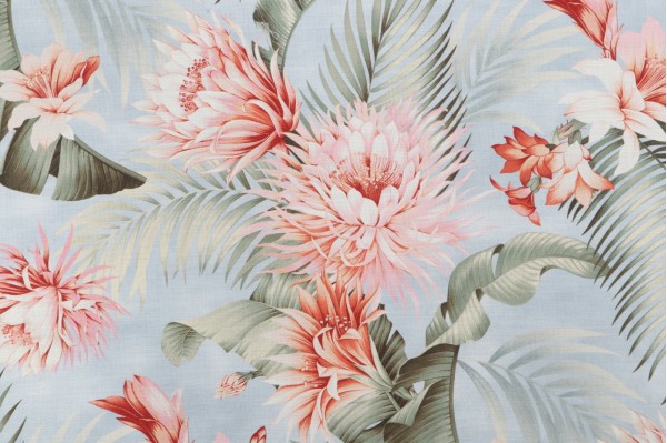 Tommy Bahama Harbor Island Printed Cotton Drapery Fabric in Seamist 
