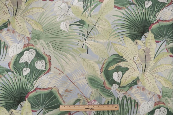 PK Lifestyles Lovina Beach Printed Cotton Drapery Fabric in Vapor 