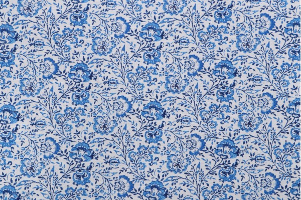 Sample of PK Lifestyles Filigree Printed Cotton Drapery Fabric in Aegean 
