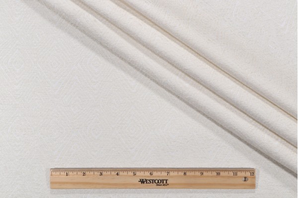 Sample of Kelly Ripa Home Set In Motion Woven Chenille Upholstery Fabric in Ivory 