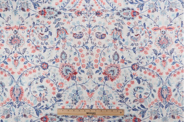 PK Lifestyles Ancient Arabesque Printed Chenille Decorator Fabric in Lapis 