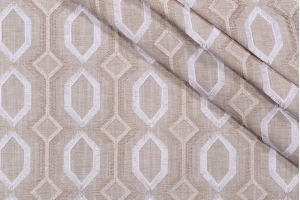 Waverly Maisie Embroidered Drapery Fabric in Linen 