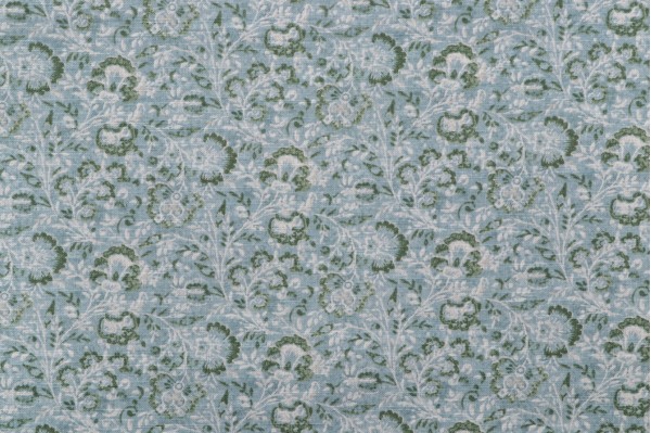 PK Lifestyles Filigree Printed Cotton Drapery Fabric in Juniper 