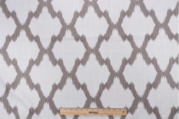 Alhambra Kelat Embroidered Drapery Fabric in Stone for Scalamandre