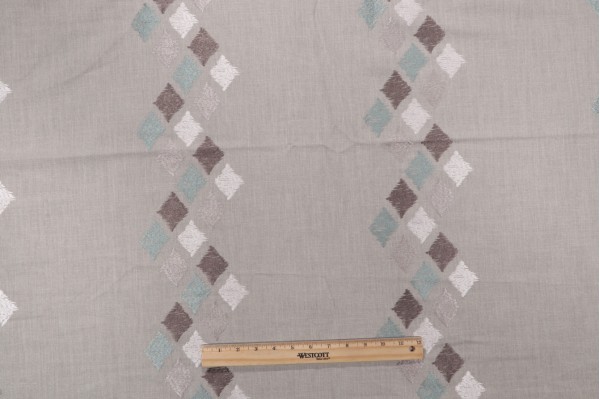 Alhambra Ussuri Embroidered Drapery Fabric in Teal for Scalamandre