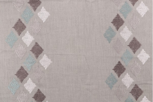 Alhambra Ussuri Embroidered Drapery Fabric in Teal for Scalamandre