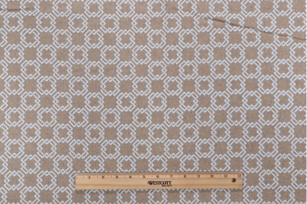 Bernard Thorp Oski on Oatmeal Linen Printed Flax Drapery Fabric in Bluejay for Scalamandre