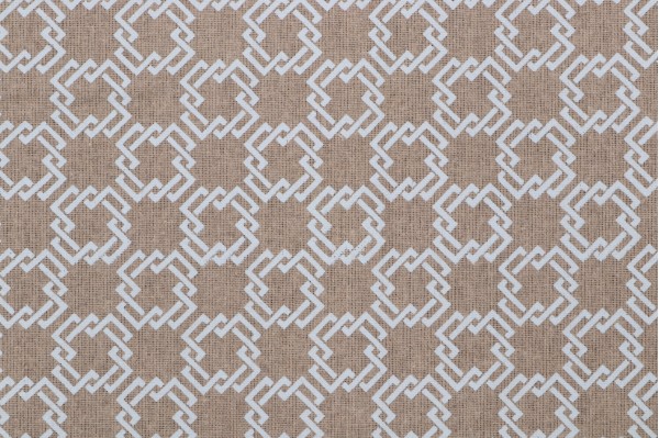 Bernard Thorp Oski on Oatmeal Linen Printed Flax Drapery Fabric in Bluejay for Scalamandre
