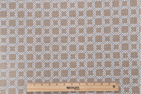 Bernard Thorp Oski on Oatmeal Linen Printed Flax Drapery Fabric in Bluejay for Scalamandre