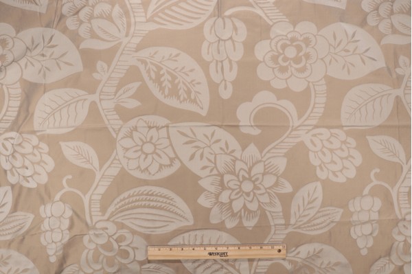 Old World Weavers Carlsten Silk Damask Decorator Fabric in Taupe for Scalamandre