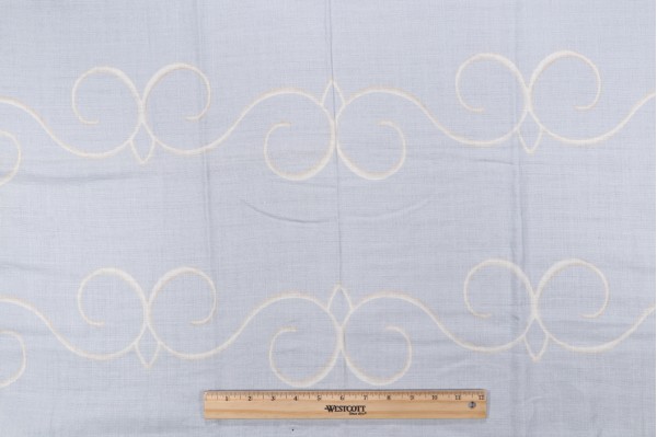 63''x30'' AM Enterprises Jemina Printed Linen Drapery Fabric in Sky for Scalamandre