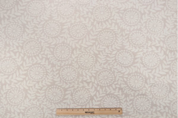 PK Lifestyles Flock Botanica Flocked Cotton Blend Drapery Fabric in Ivory