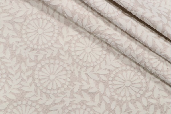 PK Lifestyles Flock Botanica Flocked Cotton Blend Drapery Fabric in Ivory