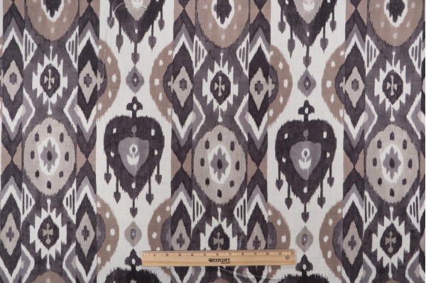 P Kaufmann Buketan Printed Cotton Blend Drapery Fabric in Granite