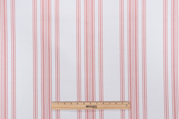 Solartex Ticking Stripe Woven Outdoor Fabric in Coral