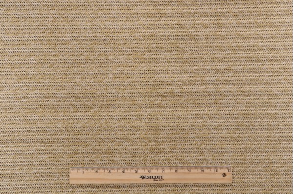 Herringbone Stripe Woven Outdoor Pouf Fabric in Bamboo