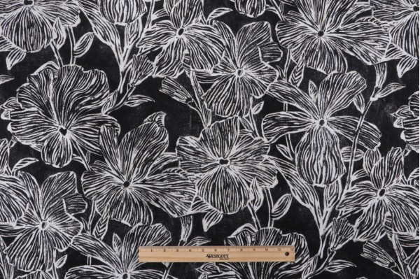 Solartex Floral Printed Polyester Outdoor Fabric in Chalkboard