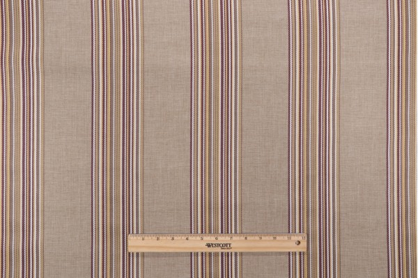 Techlon Stripe Woven Outdoor Fabric in Aubergine & Maize