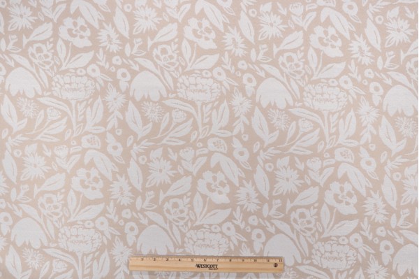 Floral Woven Outdoor Fabric in Vanilla