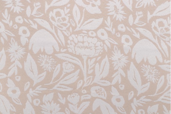 Floral Woven Outdoor Fabric in Vanilla