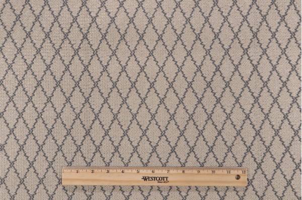 Diamond Woven Outdoor Pouf Fabric in Grey/Natural