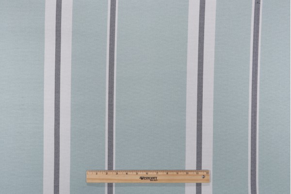 Solartex Stripe Woven Outdoor Fabric in Aqua