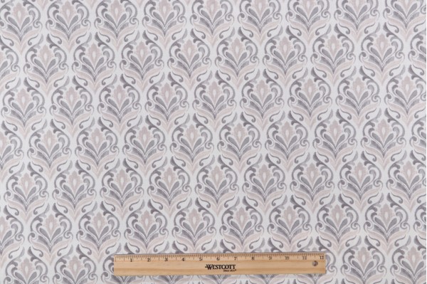 Annabelle Printed Cotton Drapery Fabric in Grey