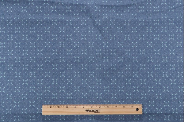 Trellis Woven Backed Burnout Decorator Fabric in Denim