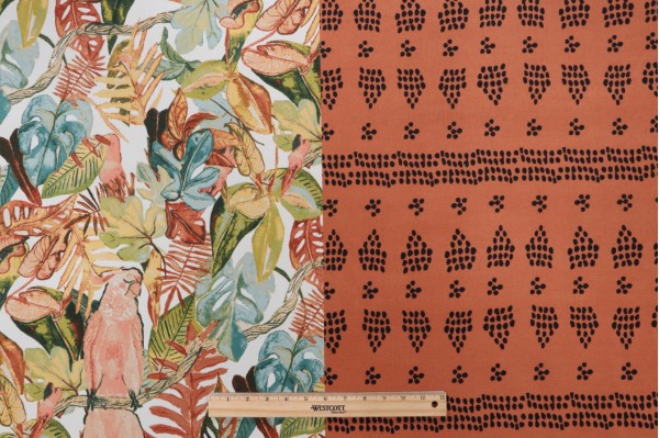 Bryant Fabrics Tropical Printed Polyester Pillow Square Outdoor Fabric in Spice Garden