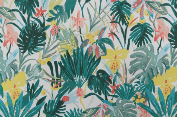 Solartex Tropical Printed Polyester Outdoor Fabric in Opal