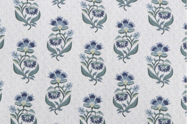 Lacefield Babette Printed Cotton Blend Drapery Fabric in Navy 