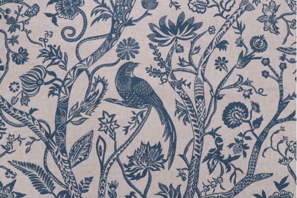 Lacefield Astoria-Danish Linen Printed Cotton Blend Drapery Fabric in Navy 