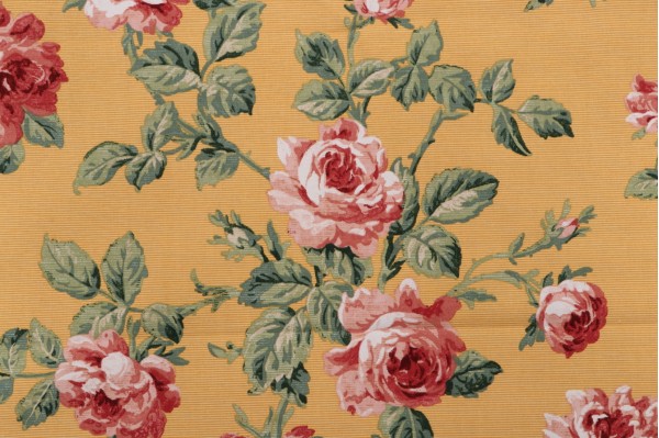 Robert Allen Greystone Printed Cotton Drapery Fabric in Maize