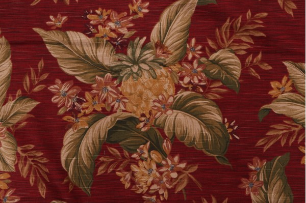 Robert Allen Tropical Printed Cotton Drapery Fabric in Red