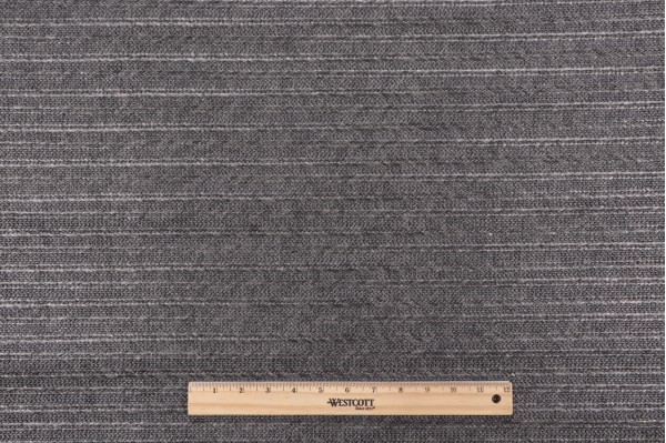 Solartex Stripe Woven Outdoor Pouf Fabric in Graphite