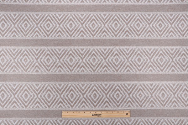 Diamond Stripe Woven Outdoor Fabric in Flax
