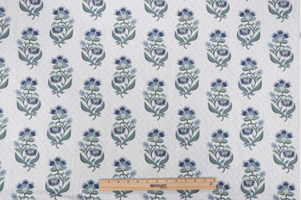 Lacefield Babette Printed Cotton Blend Drapery Fabric in Navy 